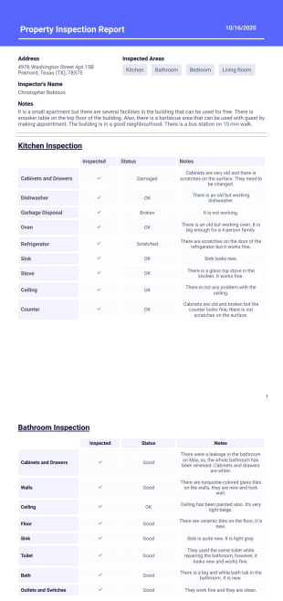 Property Inspection Report PDF Template