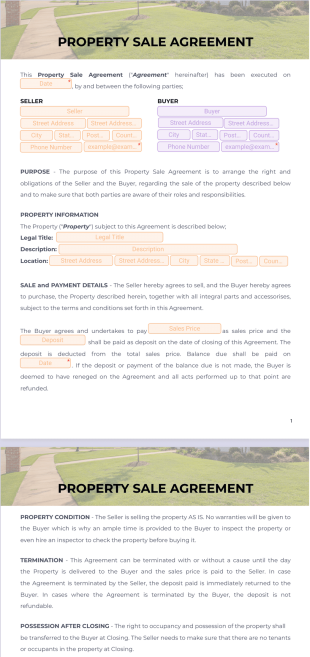 Property Sale Agreement - PDF Templates