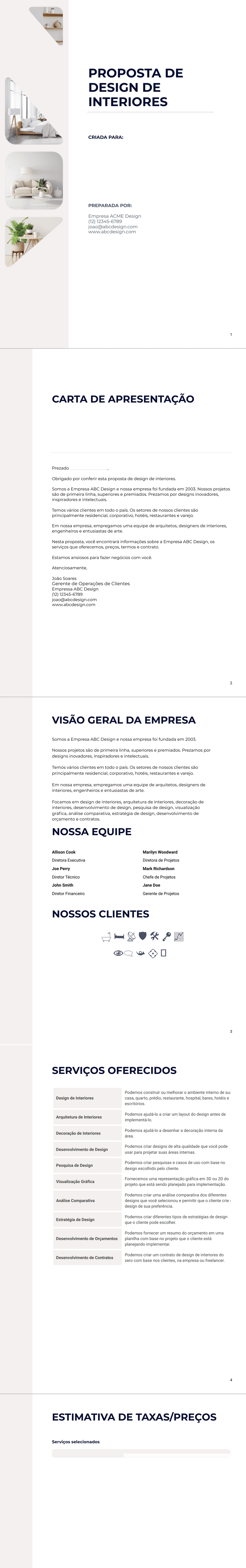 Proposta de Projeto de Interiores - Modelos para PDFs | Jotform