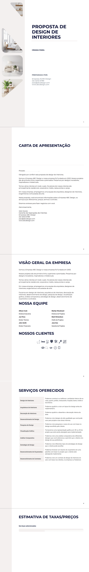 Proposta de Projeto de Interiores Modelo de PDF