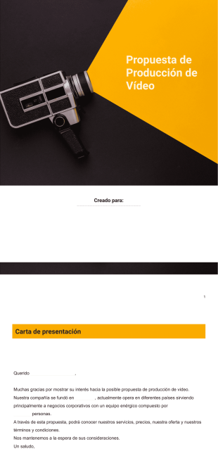 Propuesta de Producción de Vídeo - PDF Templates