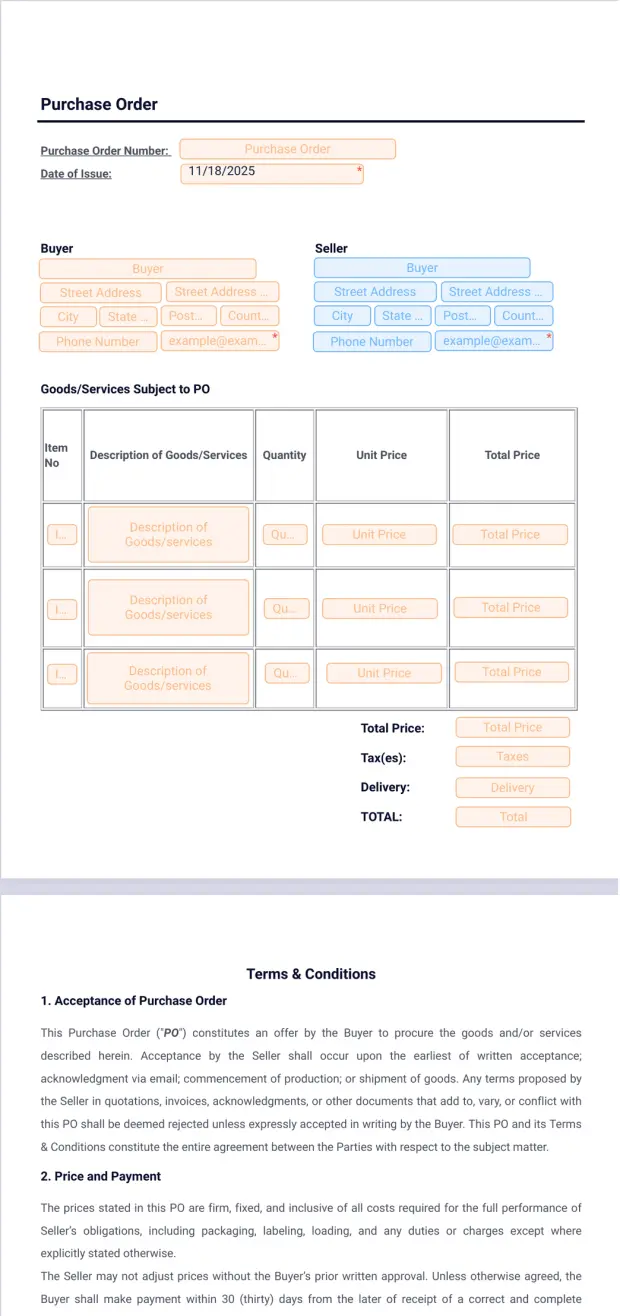 Purchase Order Template