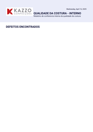 Qualidade Da Costura Interna Modelo de PDF