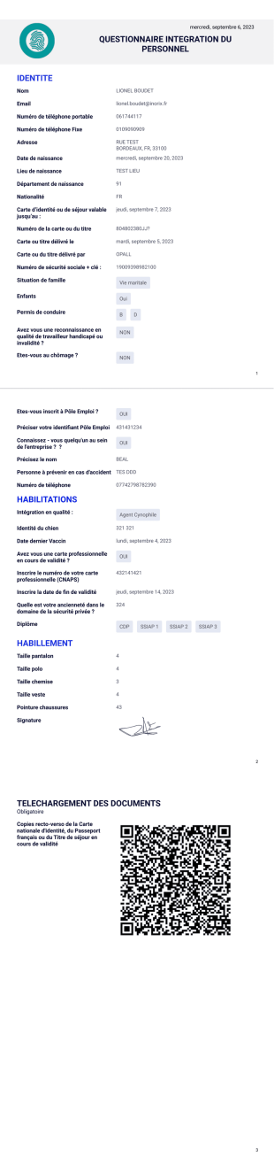 Questionnaire Integration - PDF Templates