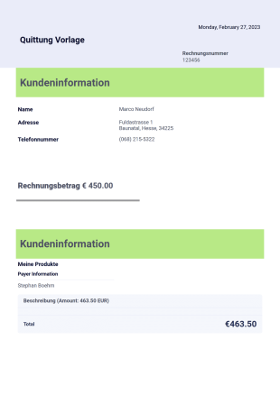 Quittung Vorlage - PDF-Vorlagen