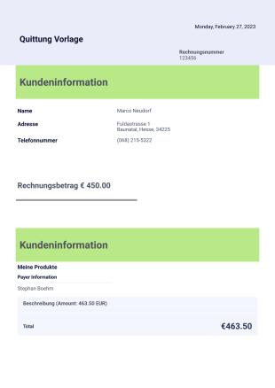 Quittung Vorlage - PDF-Vorlagen