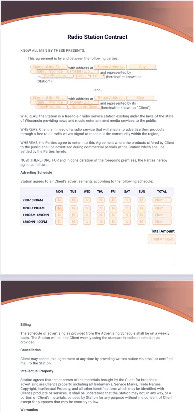 Radio Station Contract Template