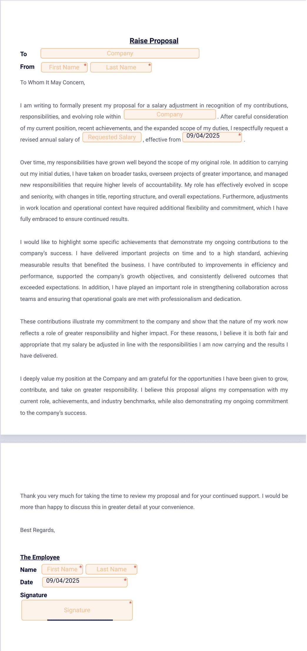 Raise Proposal Template - PDF Templates | Jotform, image size:1044x2214