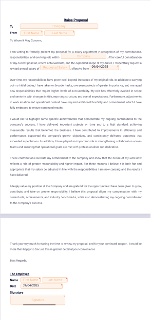 Raise Proposal Template - PDF Templates