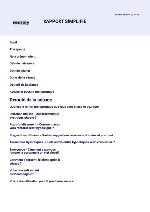 Rapport séance simple Modèle PDF