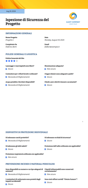 Rapporto di Ispezione di Sicurezza Giornaliera Template PDF