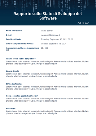 Rapporto sullo Stato di Sviluppo del Software - PDF Templates