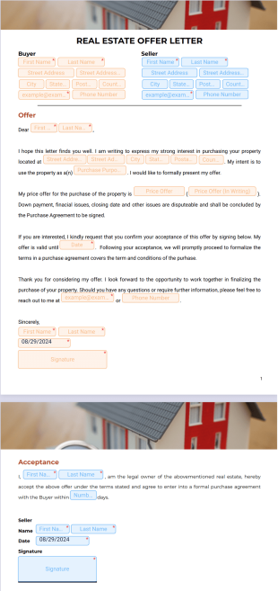 Real Estate Offer Letter - PDF Templates