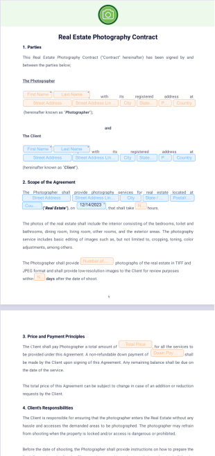 Real Estate Photography Contract PDF Template