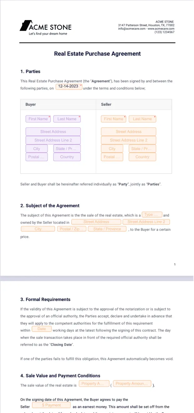 Real Estate Purchase Agreement