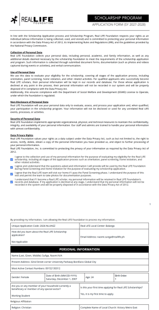 Real LIFE Foundation template - PDF Templates