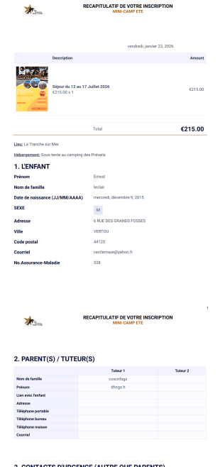 récap camp été Modèle PDF