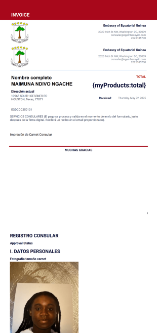 Recibo Carnet Consular - PDF Templates