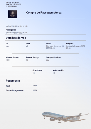 Recibo de Passagens Modelo de PDF