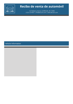 Recibo de venta de automóvil Plantilla PDF