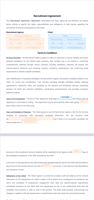 Recruitment Agreement PDF Template