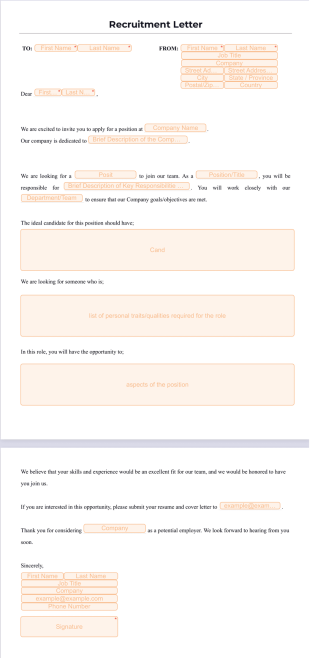 Recruitment Letter PDF Template