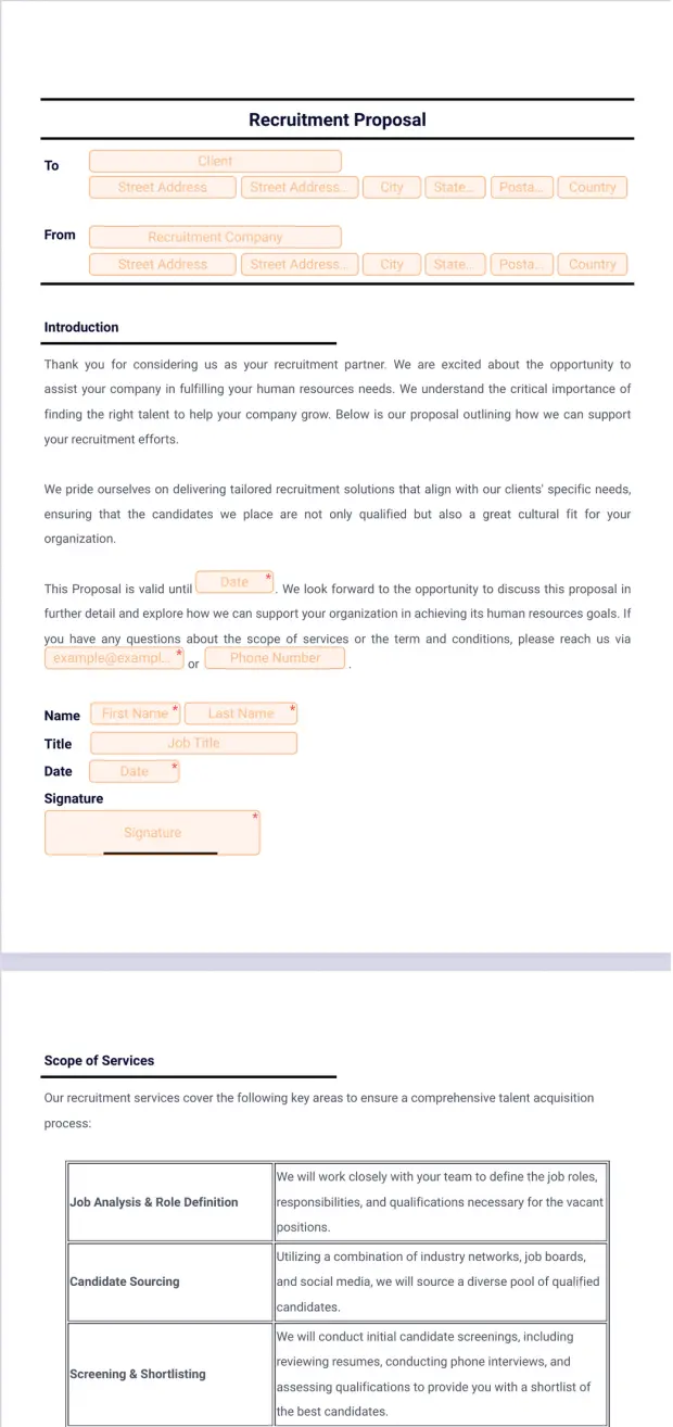 Recruitment Proposal Template