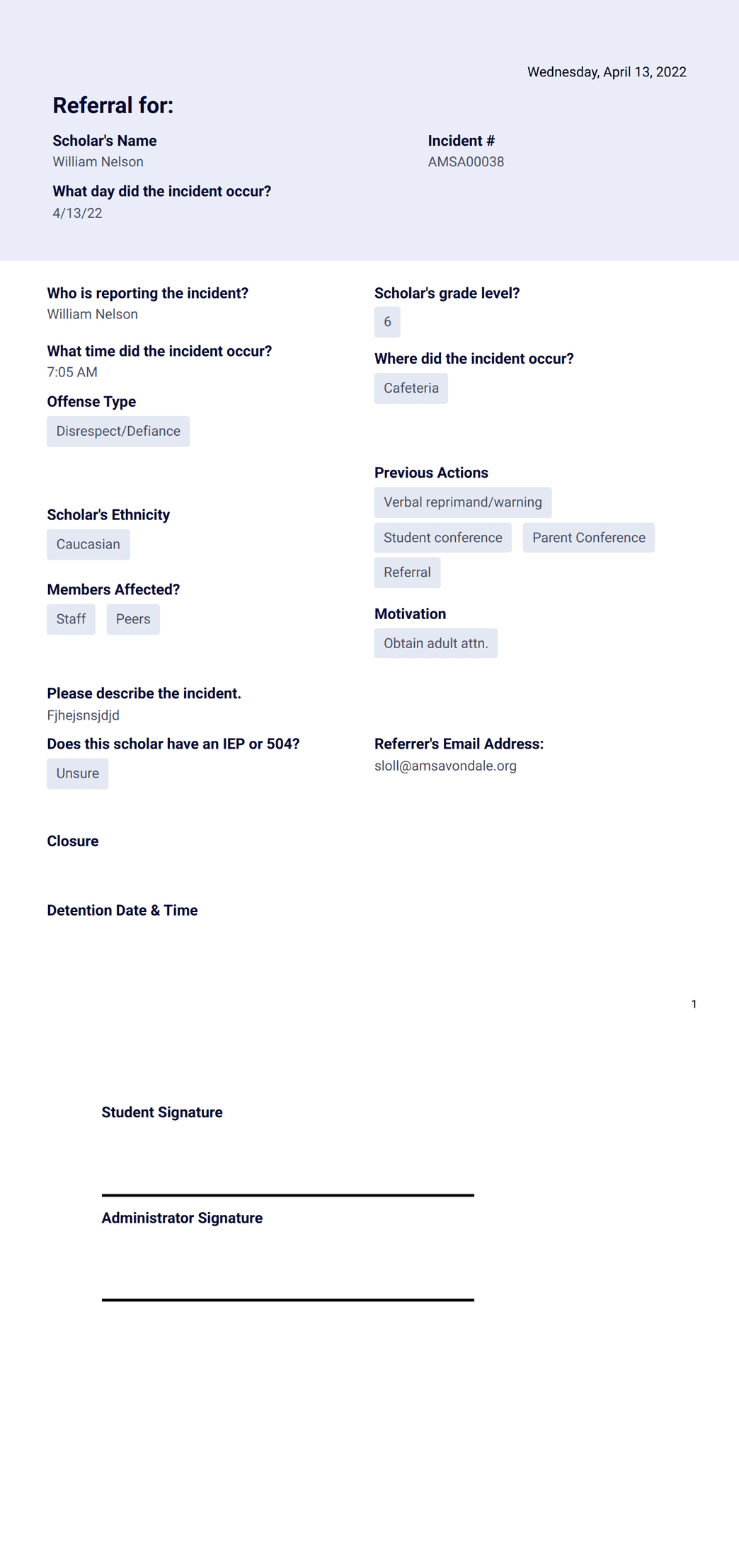 Referral PDF Template | Jotform