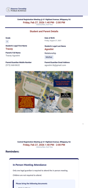 Registration Meeting Confirmation PDF Template