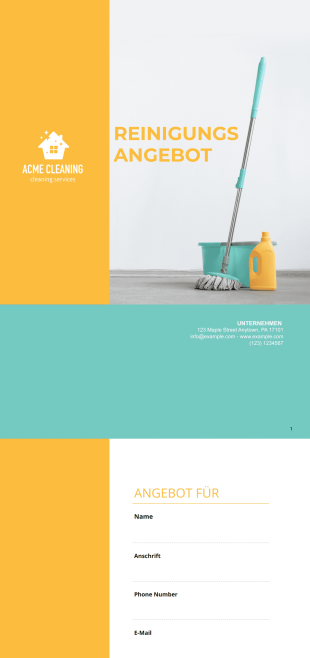 Reinigungsservice Angebot Vorlage - PDF-Vorlagen