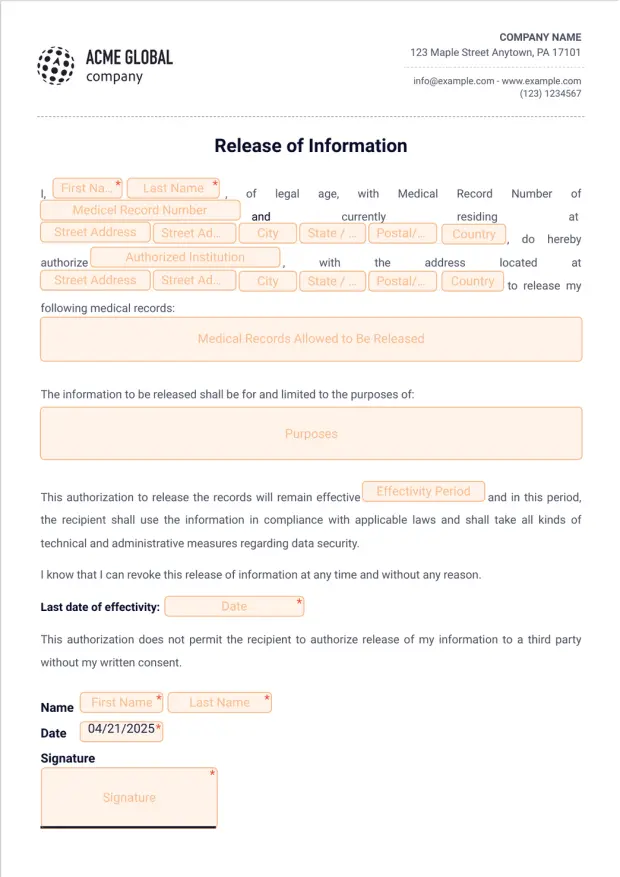 Release of Information Template