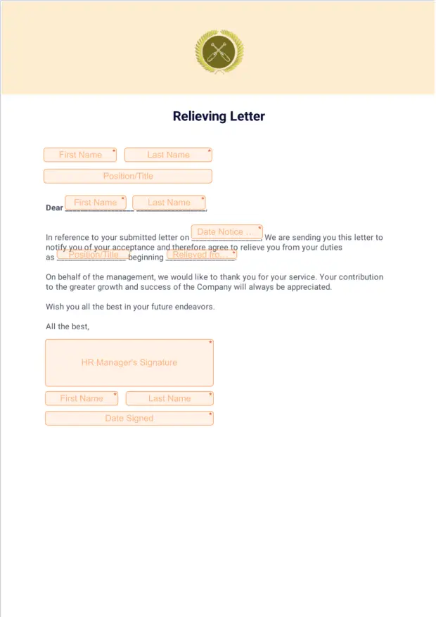 Relieving Letter