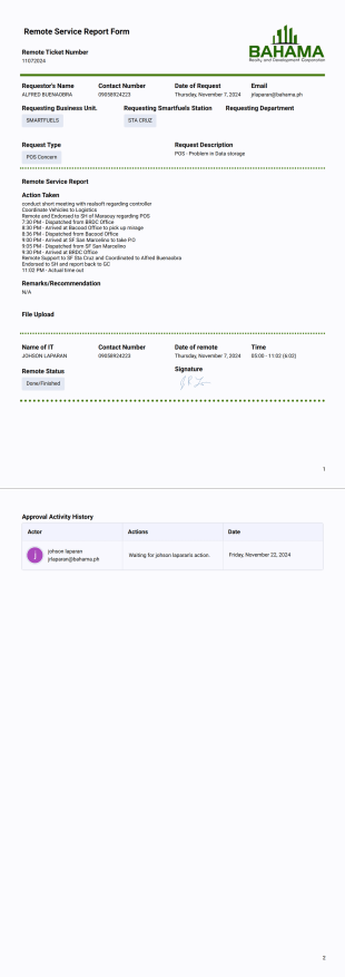 Remote Service Report - PDF Templates