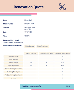 Renovation Quote Template - PDF Templates