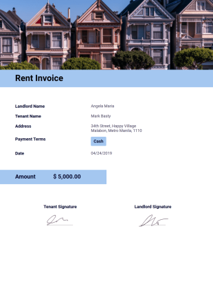 Rent Bill Template - PDF Templates