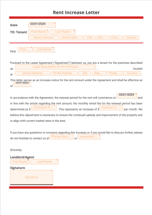 Rent Increase Letter PDF Template