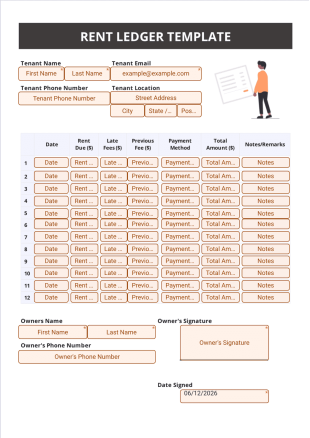 Rent Ledger Template - Sign Templates