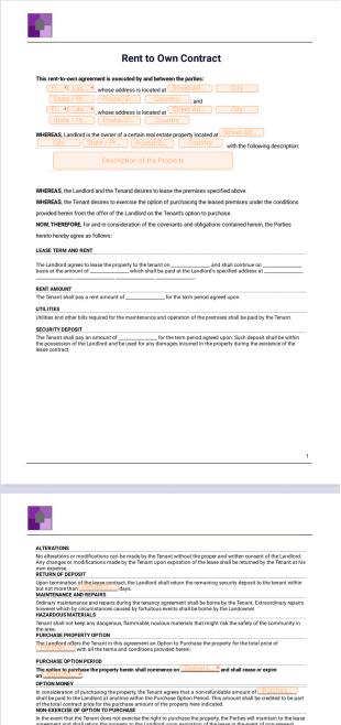 Rent to Own Contract PDF Template