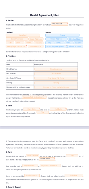 Rental Agreement Template Utah - PDF Templates