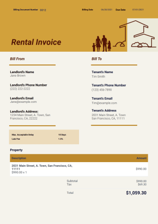 Rental Invoice PDF Template