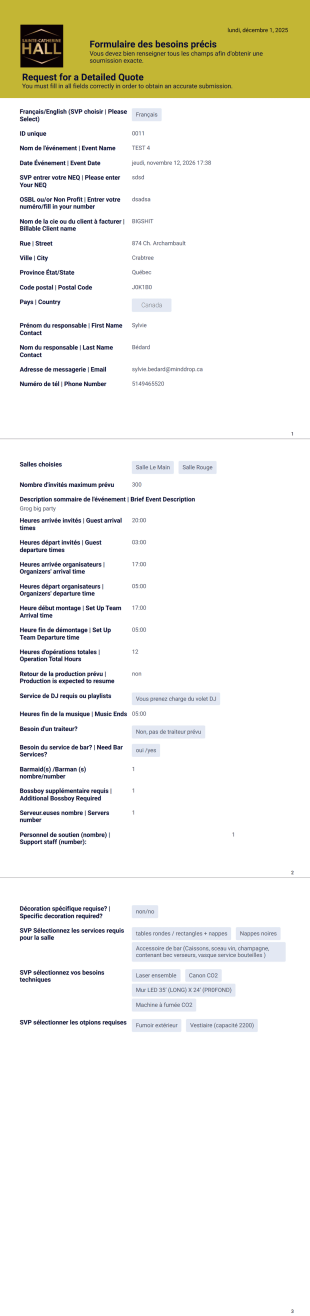 Réponses "formulaire besoins précis" - PDF Templates