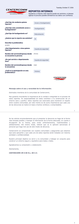 reporte interno Plantilla PDF