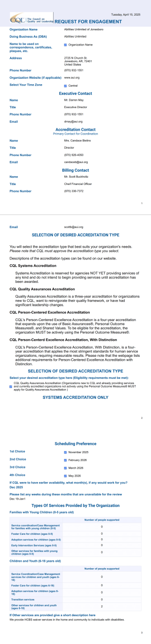 Request for Engagement - PDF Templates