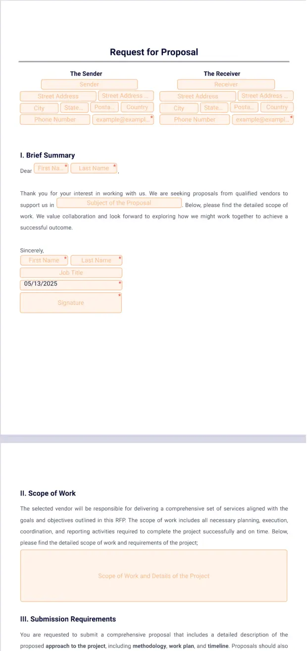 Request for Proposal Template