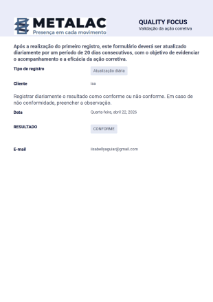 Resposta quality focus Modelo de PDF