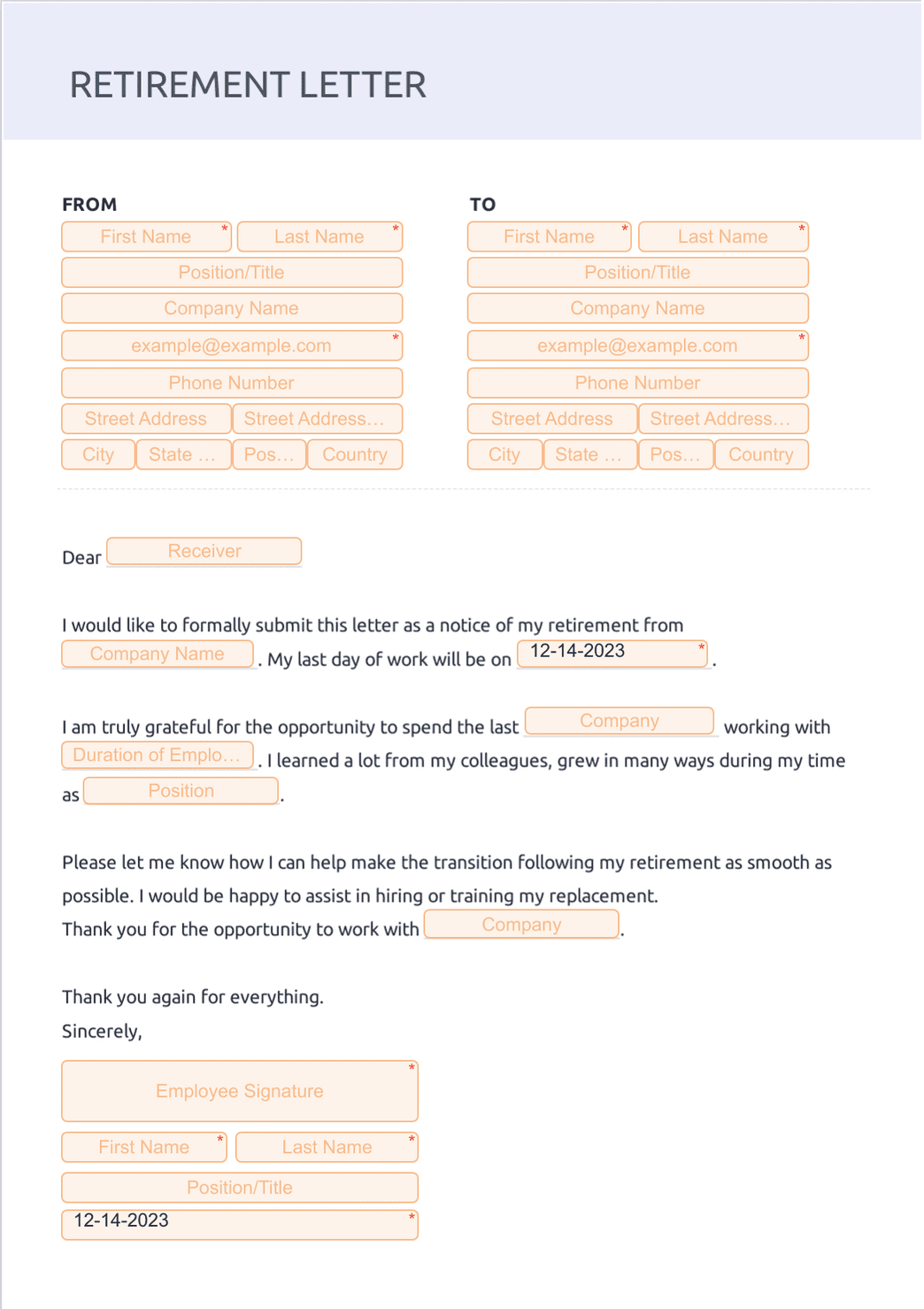 Retirement Letter - PDF Templates | Jotform