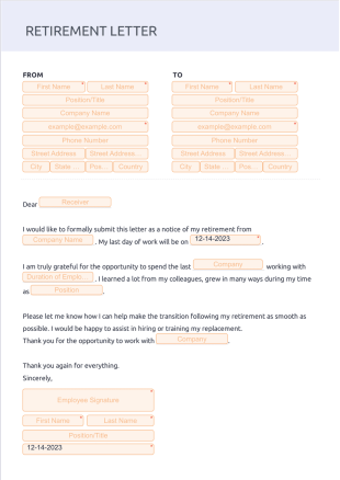 Retirement Letter PDF Template