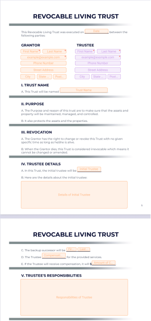 Revocable Living Trust - PDF Templates