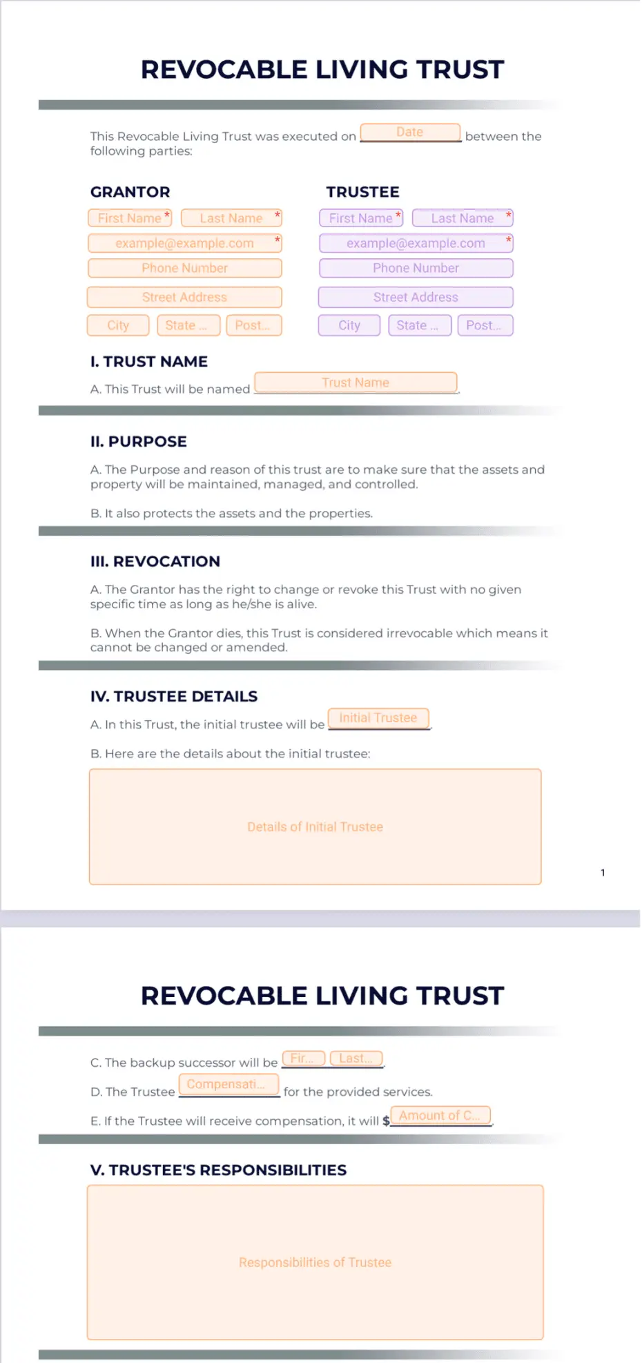 Revocable Living Trust - Sign Templates | Jotform