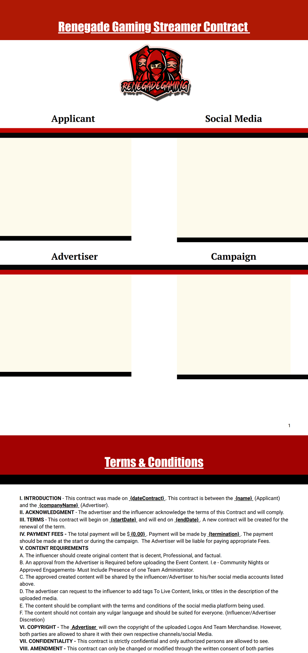 rgds streamer contract PDF Template | Jotform